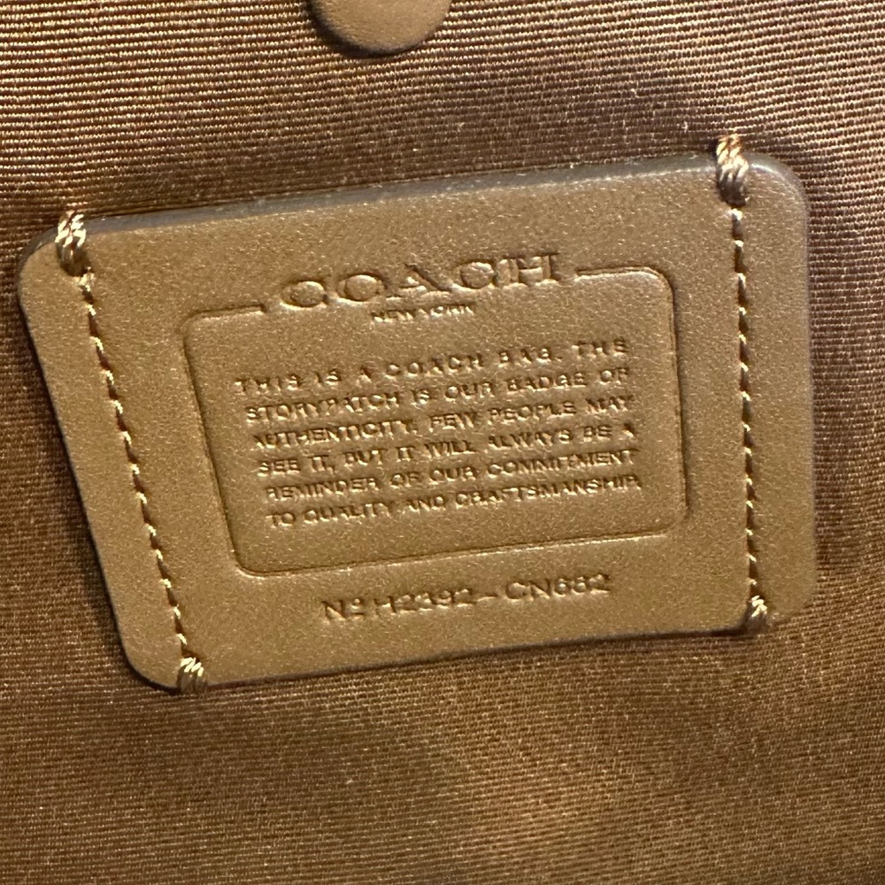 NWT Coach Mini City Tote Signature Canvas Khaki Saddle Gold Star Snowflake Bag - Picture 8 of 10